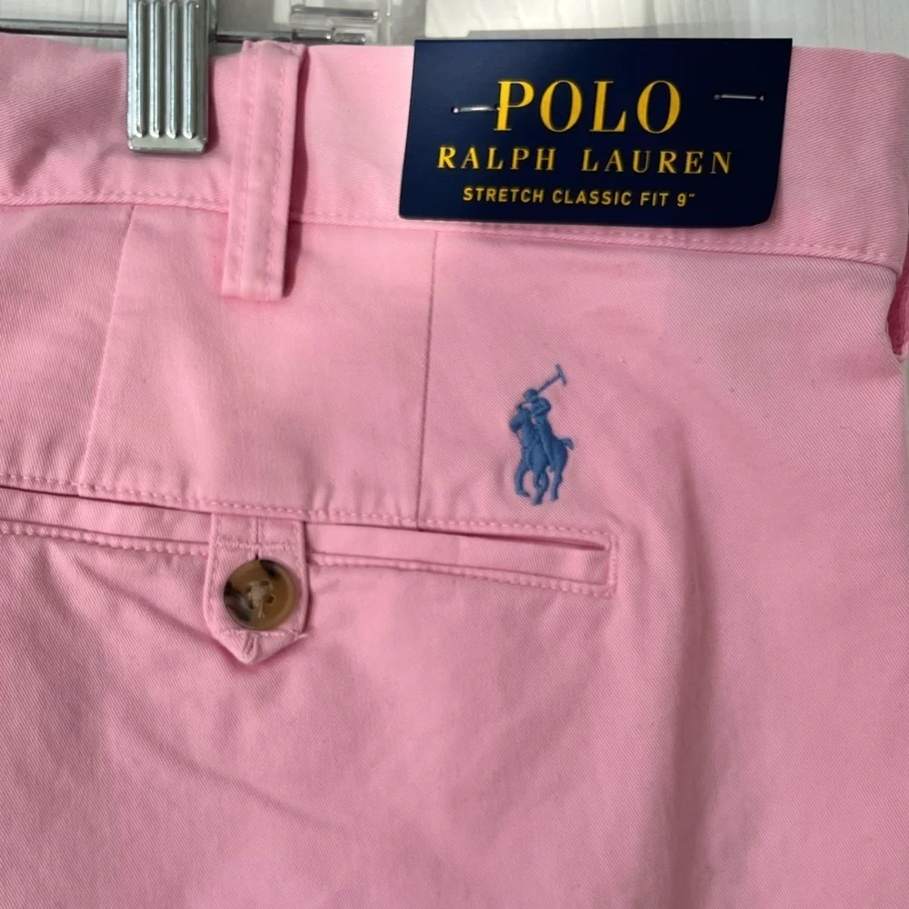 Polo Ralph Lauren Classic Fit 9 Inch Stretch Twill Shorts Pink Size 44